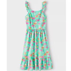 Gymboree Flamingo Ruffle Dress Tropical Dress in Women's Size Medium